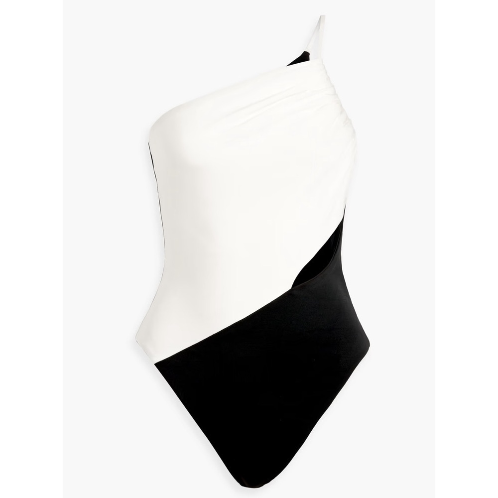 ET OCHS Black and White Asymmetrical Cutout Bodysuit S